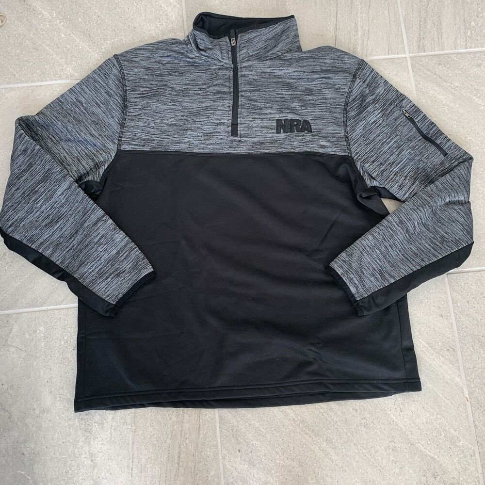 NRA Stitched Logo 1/4 Zip Pullover (Men's XL) Gray/Black - National Rifle Assoc